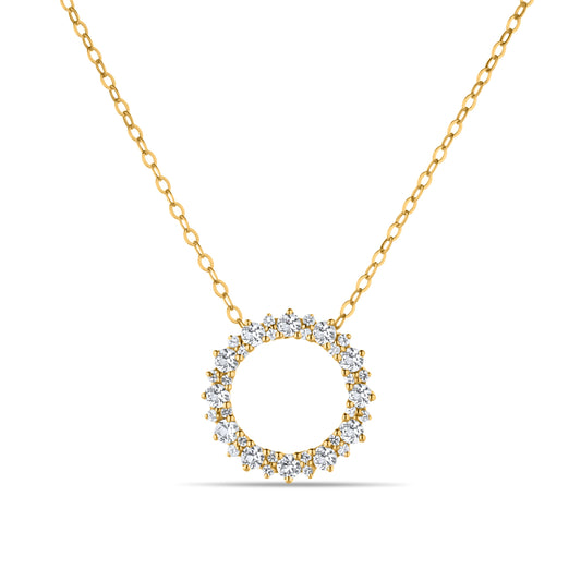 GIOVE MIO CABLE CHAIN NECKLACE WITH GOOD KARMA CHARM IN 14KT YELLOW GOLD, 45 CM LONG, WITH WHITE TOPAZ CT.