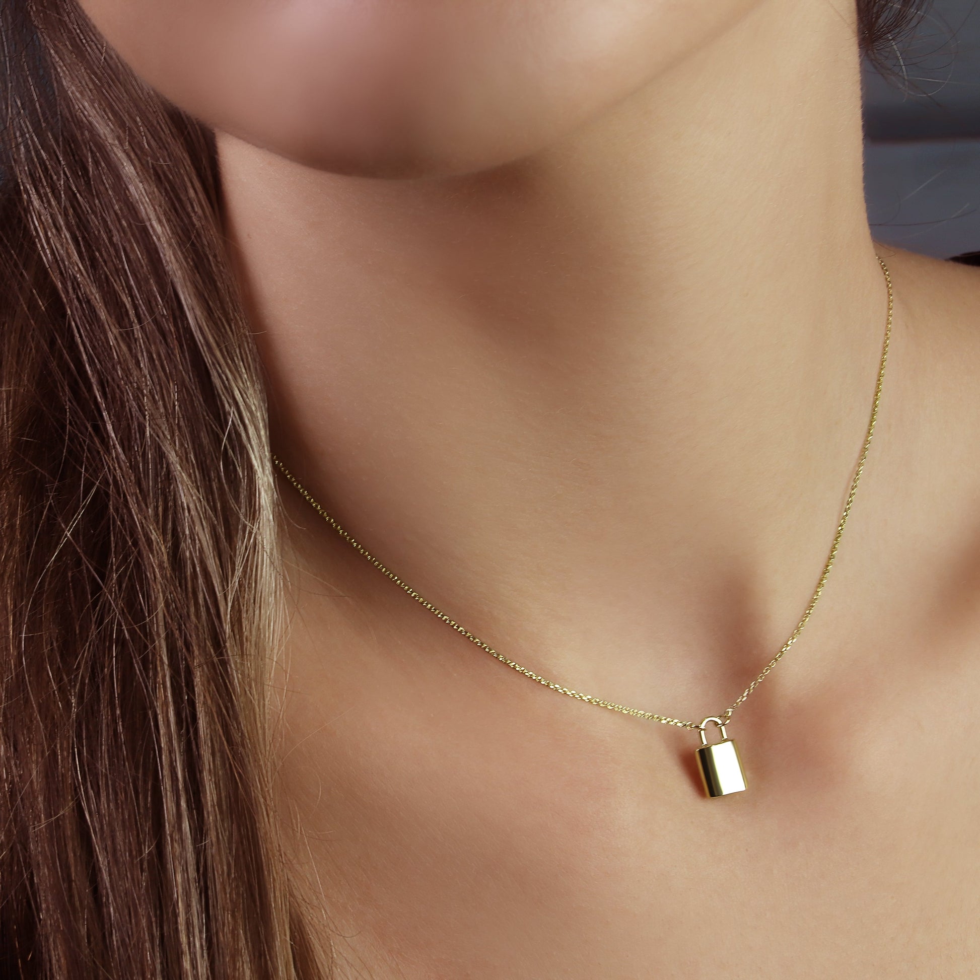 GIOVE MIO CHAIN NECKLACE WITH KEY OR LOCK CHARM IN 14KT YELLOW GOLD, 45 CM LONG