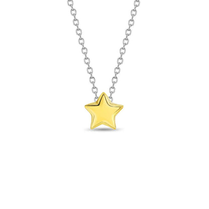GIOVE MIO Cadena con Dije de Estrella en Plata 925. Plata 925 / Amarillo y Blanco / 6X6MM