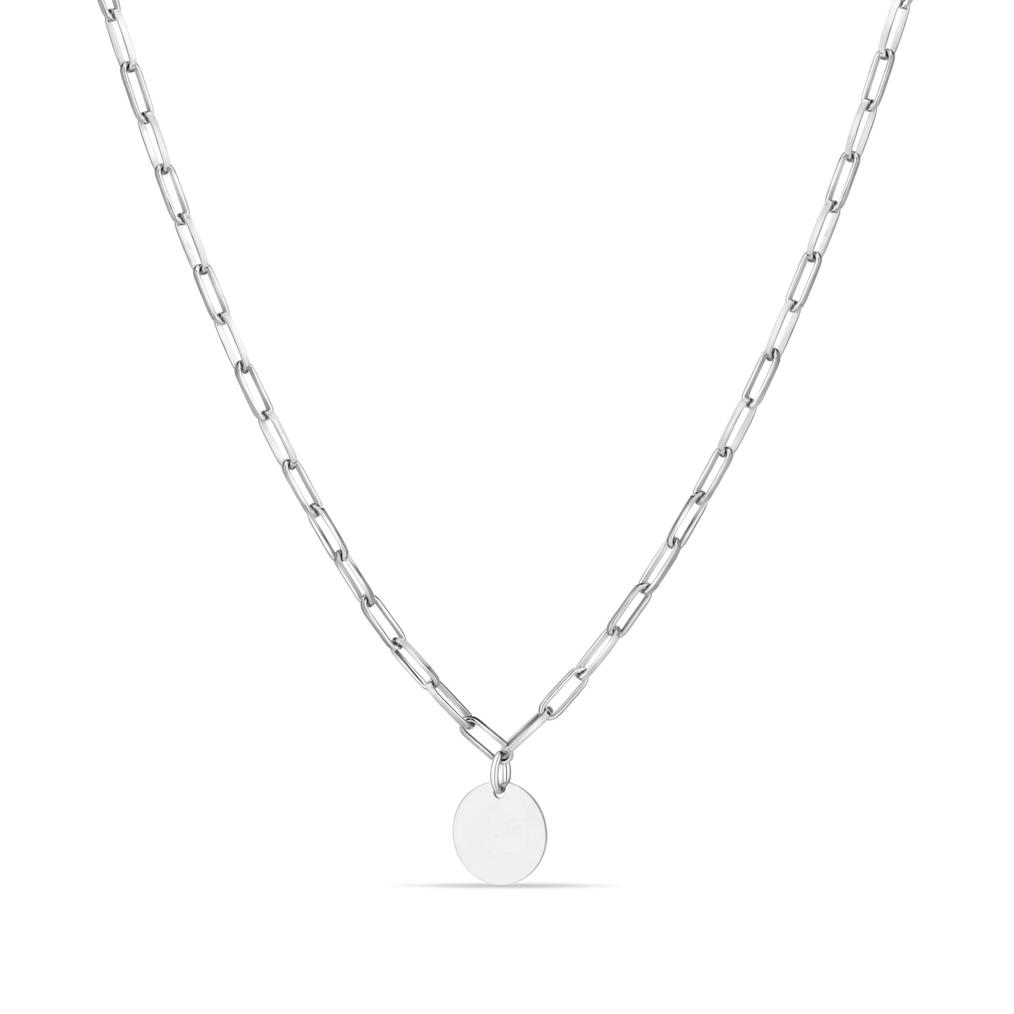 GIOVE MIO Cadena con Dije Circular en Plata 925. Plata 925 / Blanco / 10MM