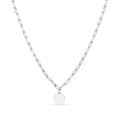 GIOVE MIO Cadena con Dije Circular en Plata 925. Plata 925 / Blanco / 10MM