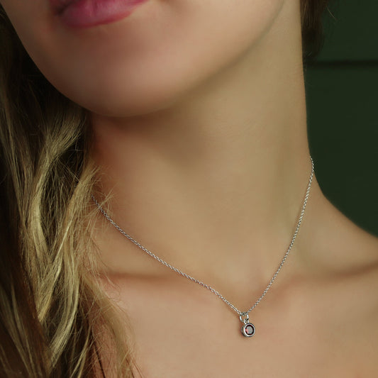 GIOVE MIO Dije de Gema en Plata 925 con Circonia Cúbica. Plata 925 / Blanco / 6MM