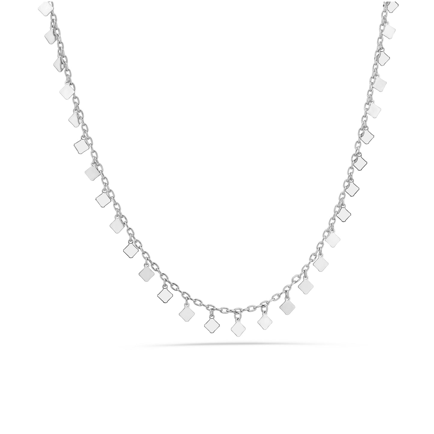 GIOVE MIO Cadena con Dijes de Brillantes en Plata 925. Plata 925 / Blanco