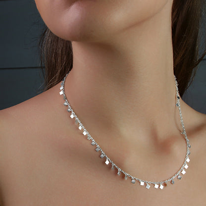 GIOVE MIO Cadena con Dijes de Brillantes en Plata 925. Plata 925 / Blanco