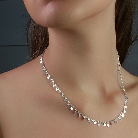 GIOVE MIO Cadena con Dijes de Brillantes en Plata 925. Plata 925 / Blanco