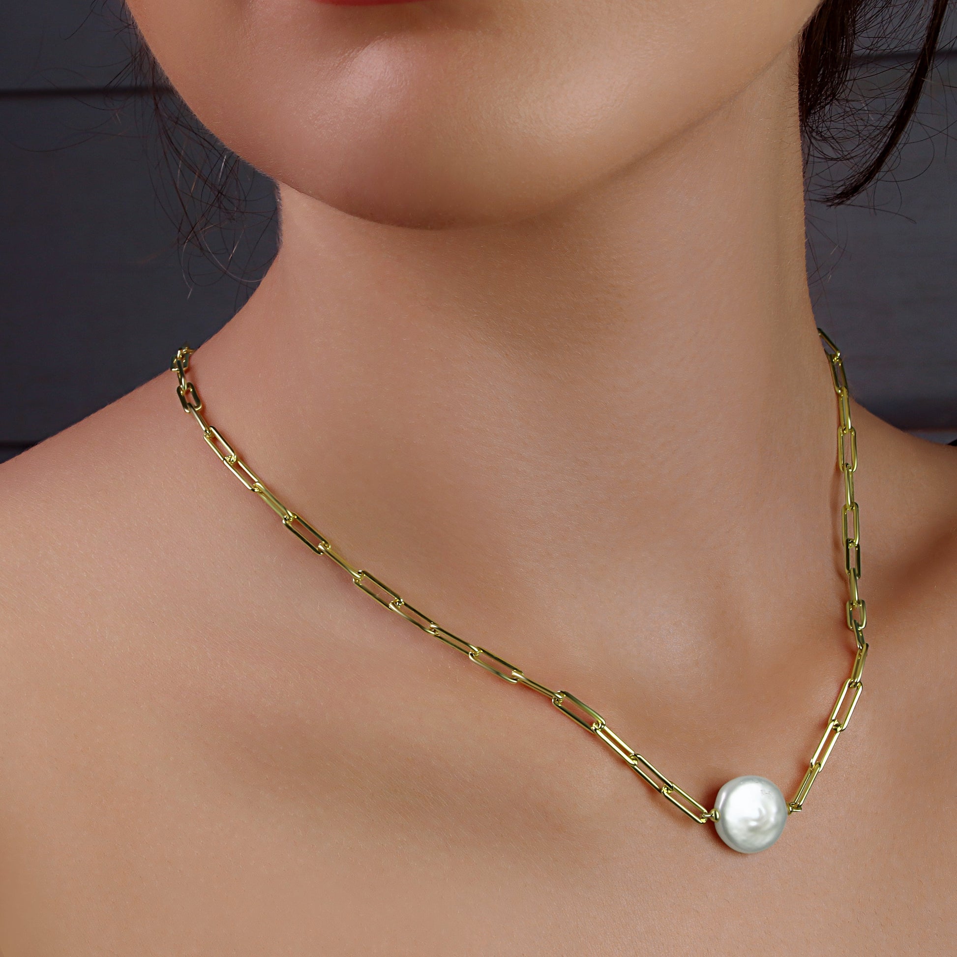 GIOVE MIO Cadena con Dije de Perla en Plata 925 Bañada en Oro Amarillo de 18Kt con Peridoto. Plata 925 Bañada en Oro 18Kt / Amarillo / 13MM