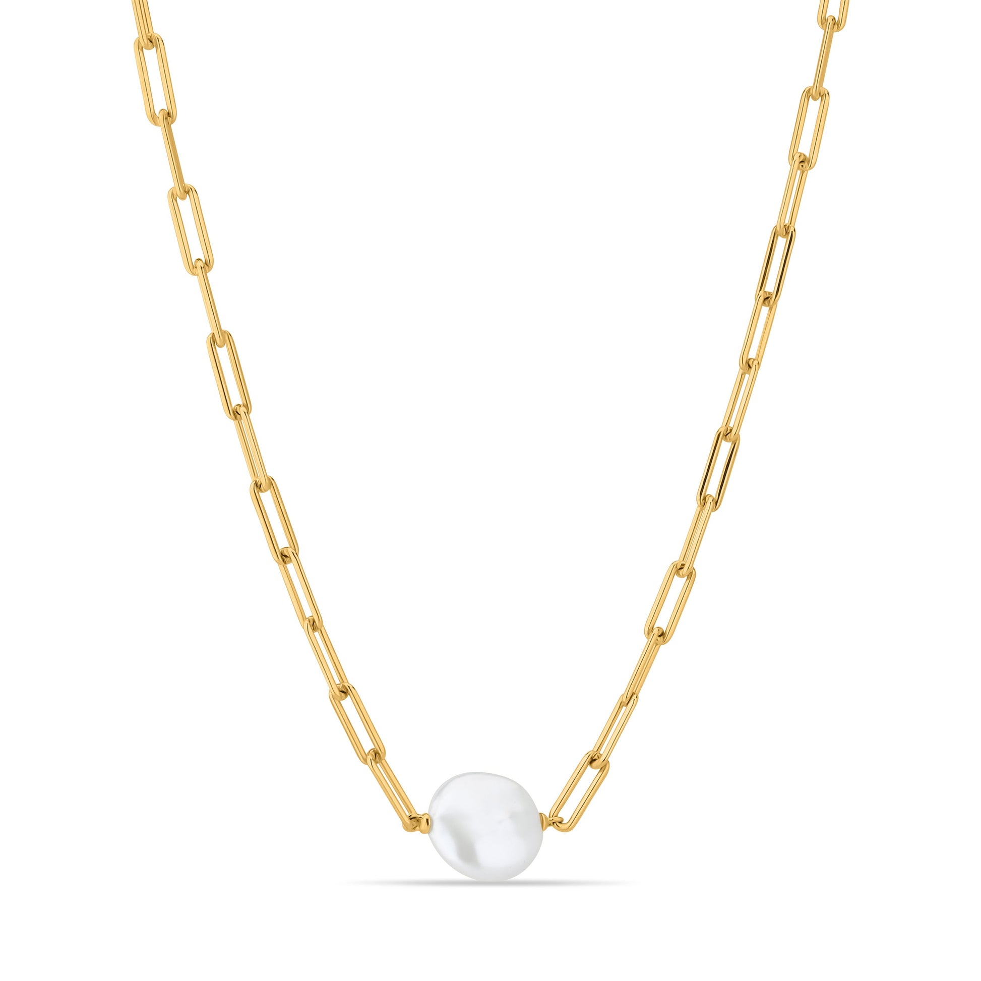 GIOVE MIO Cadena con Dije de Perla en Plata 925 Bañada en Oro Amarillo de 18Kt con Peridoto. Plata 925 Bañada en Oro 18Kt / Amarillo / 13MM