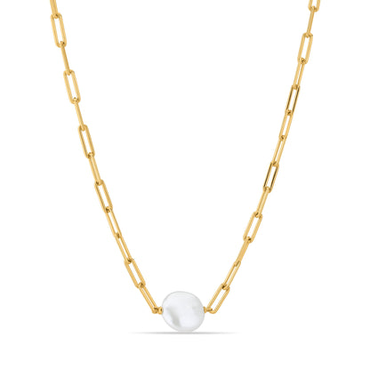 GIOVE MIO Cadena con Dije de Perla en Plata 925 Bañada en Oro Amarillo de 18Kt con Peridoto. Plata 925 Bañada en Oro 18Kt / Amarillo / 13MM