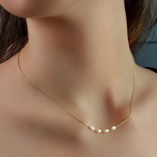 GIOVE MIO NECKLACE IN 925 SILVER PLATED IN 18KT YELLOW GOLD, WITH BAROQUE PEARL CT.