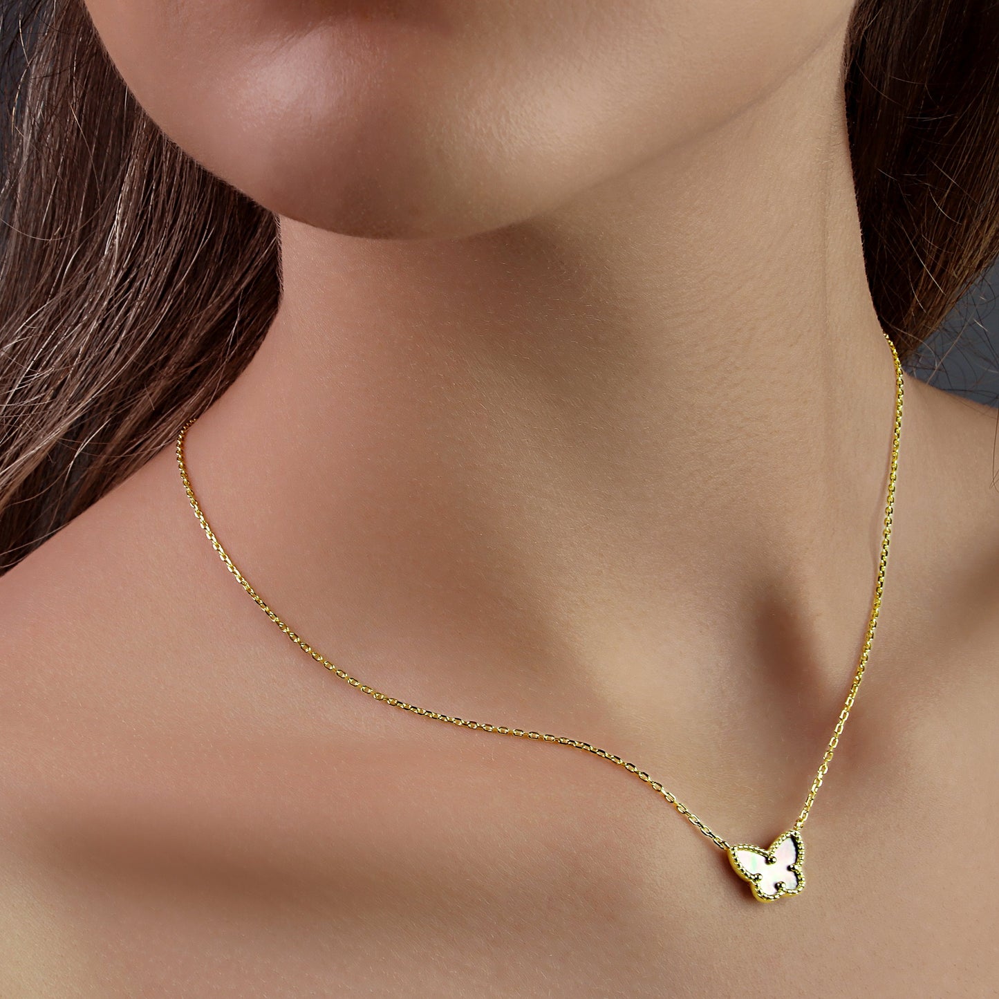 GIOVE MIO CHAIN NECKLACE WITH BUTTERFLY CHARM IN 18KT YELLOW GOLD PLATED 925 SILVER