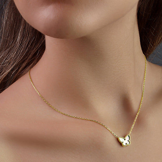 GIOVE MIO CHAIN NECKLACE WITH BUTTERFLY CHARM IN 18KT YELLOW GOLD PLATED 925 SILVER