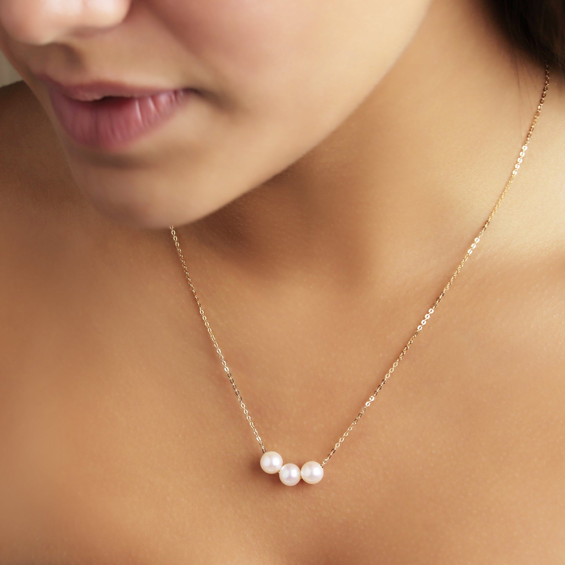 GIOVE MIO Collar con Cuentas de Perla en Oro Amarillo de 18Kt con Perlas Cultivadas Akoya. Oro 18Kt / Amarillo