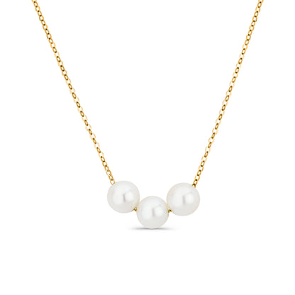 GIOVE MIO Collar con Cuentas de Perla en Oro Amarillo de 18Kt con Perlas Cultivadas Akoya. Oro 18Kt / Amarillo