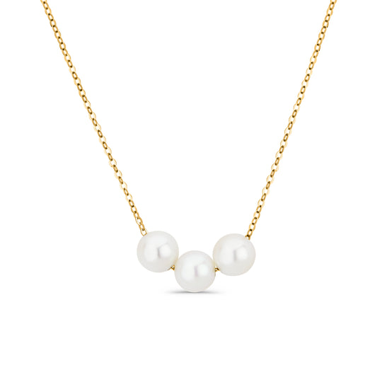 GIOVE MIO Collar con Cuentas de Perla en Oro Amarillo de 18Kt con Perlas Cultivadas Akoya. Oro 18Kt / Amarillo