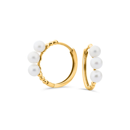 GIOVE MIO Huggies en Oro Amarillo de 14Kt con Perlas Cultivadas de Aguadulce. Oro 14Kt / Amarillo / 18.7X14.2MM