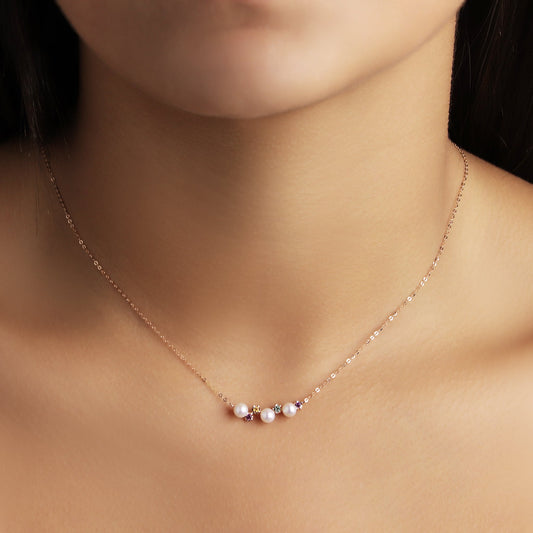 GIOVE MIO CHAIN NECKLACE WITH CHARM IN 18KT ROSE GOLD, WITH AGUADULCE CULTURED PEARL CT. AND TOURMALINE CT.