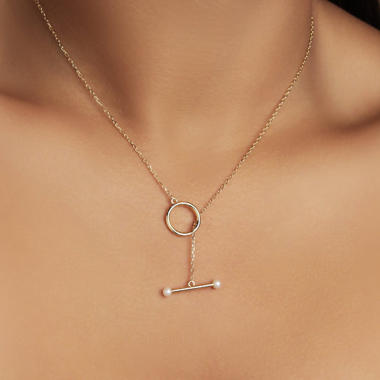GIOVE MIO CHAIN NECKLACE WITH CHARM IN 18KT YELLOW GOLD, WITH AGUADULCE CULTURED PEARL CT.