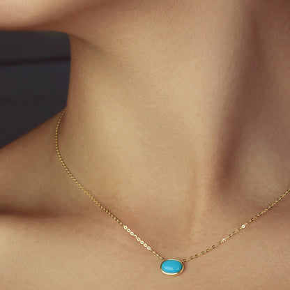 GIOVE MIO Cadena con Dije de Gema en Oro Amarillo de 18Kt con Turquesa. Oro 18Kt / Amarillo / 9.5X7.5MM