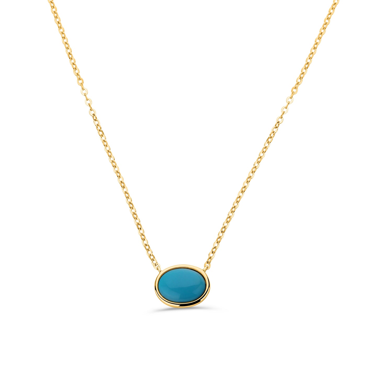 GIOVE MIO CHAIN NECKLACE WITH CHARM IN 18KT YELLOW GOLD, WITH TURQUOISE CT.