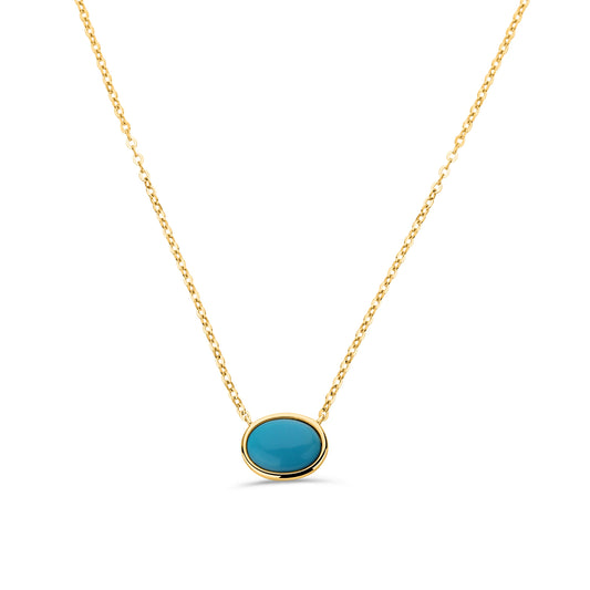 GIOVE MIO CHAIN NECKLACE WITH CHARM IN 18KT YELLOW GOLD, WITH TURQUOISE CT.
