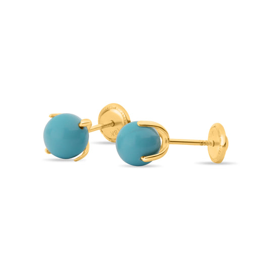 GIOVE MIO: Aretes Studs en Oro Amarillo de 18kt con Turquesa - ¡Atrévete a Brillar con Estilo y Seguridad! ORO 18KT / AMARILLO / 6 MM