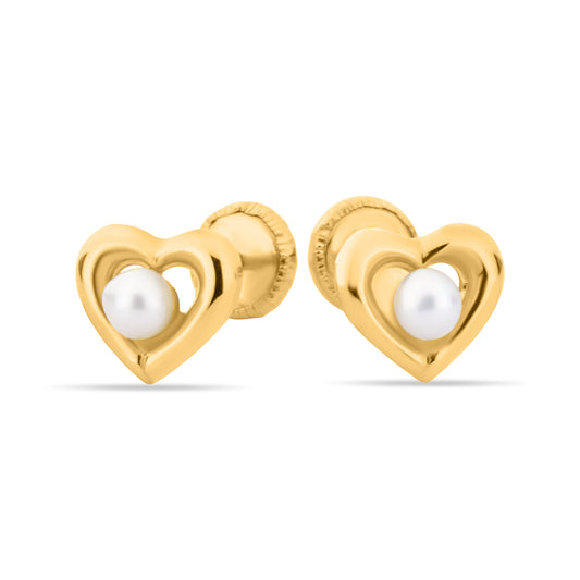 GIOVE MIO: Joyas de lujo para tu pequeña princesa. Aretes de bebé en oro amarillo de 18kt con perla y cierre de seguridad. ¡Hazla brillar desde su primer día! ORO 18KT / AMARILLO