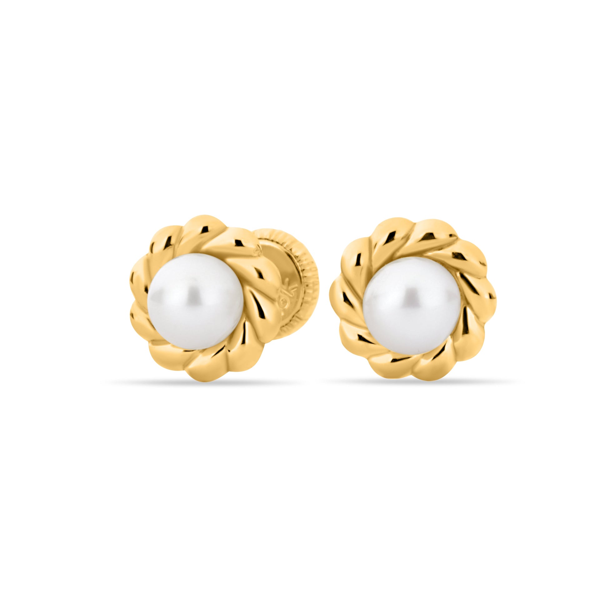 GIOVE MIO: Aretes de Bebé en Oro Amarillo de 18kt con Cierre de Seguridad y Perla - La Elegancia Perfecta para Tu Pequeño Tesoro. ¡Haz Que Brille con Estilo! ORO 18KT / AMARILLO