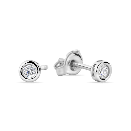 GIOVE MIO Studs de Gema en Oro Blanco de 18Kt con Circonia Cúbica. Oro 18Kt / Blanco / 4MM