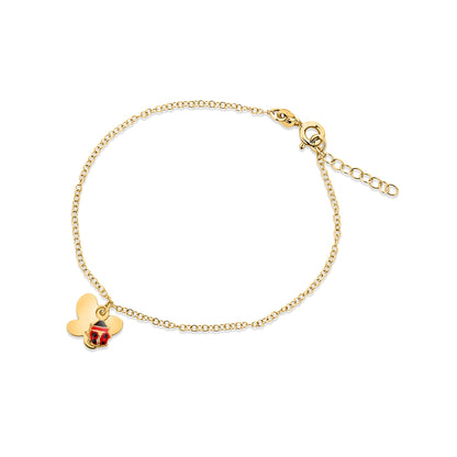 GIOVE MIO Pulsera de Cadena con Dijes de Mariquita y Mariquita en Oro Amarillo de 18Kt. Oro 18Kt / Amarillo
