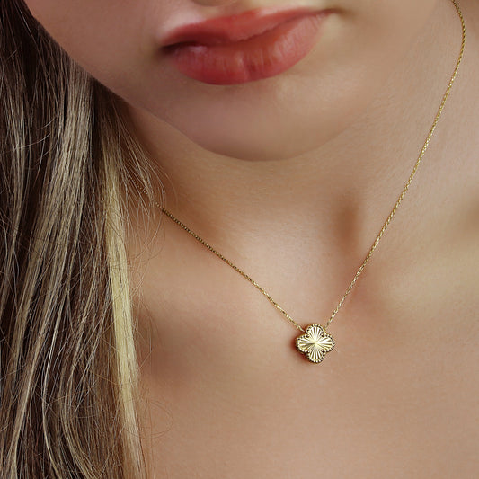 GIOVE MIO CHAIN NECKLACE WITH CLOVER CHARM IN 18KT YELLOW GOLD