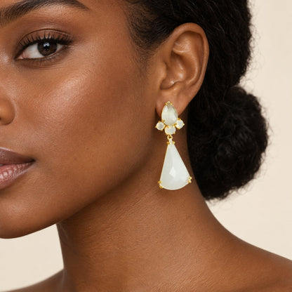 GIOVE MIO Aretes Colgantes Facetados Imperiale en Plata 925 Bañada en Oro Amarillo de 18Kt con Cuarzo. Plata 925 Bañada en Oro 18Kt / Amarillo / 20X53MM
