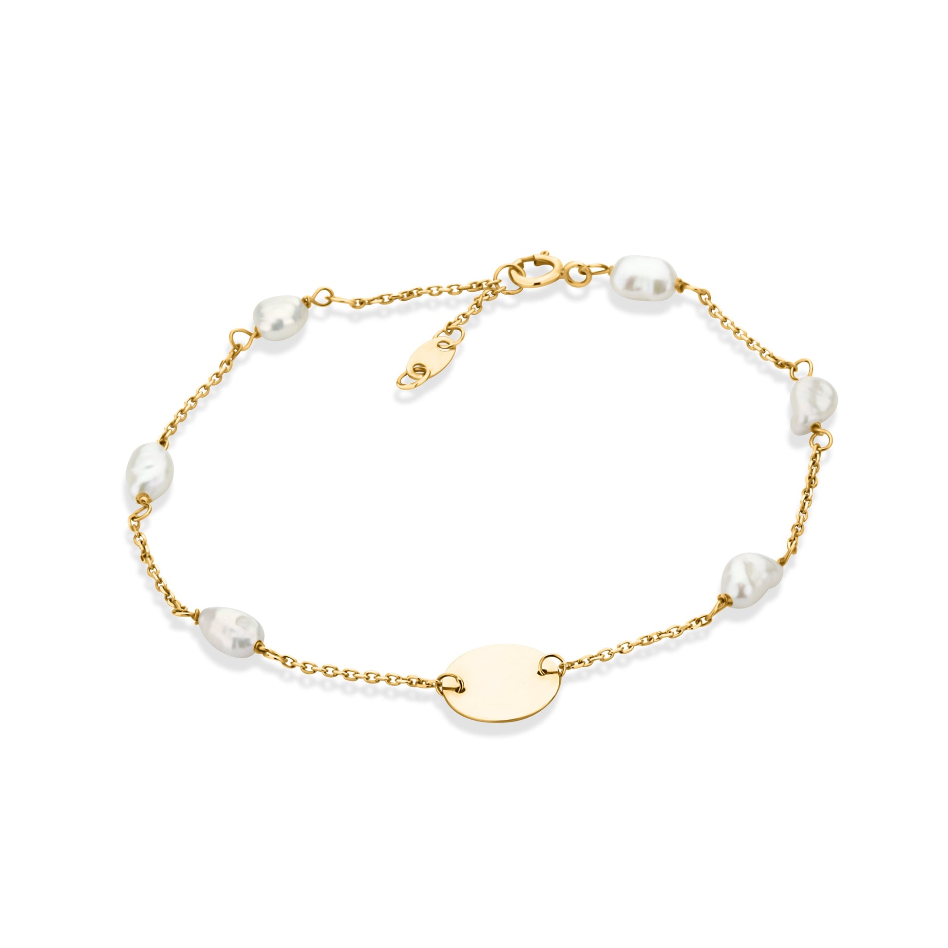 GIOVE MIO Pulsera con Cuentas con Cuentas en Oro Amarillo de 14Kt con Perlas Barrocas. Oro 14Kt / Amarillo