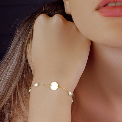GIOVE MIO Pulsera con Cuentas con Cuentas en Oro Amarillo de 14Kt con Perlas Barrocas. Oro 14Kt / Amarillo