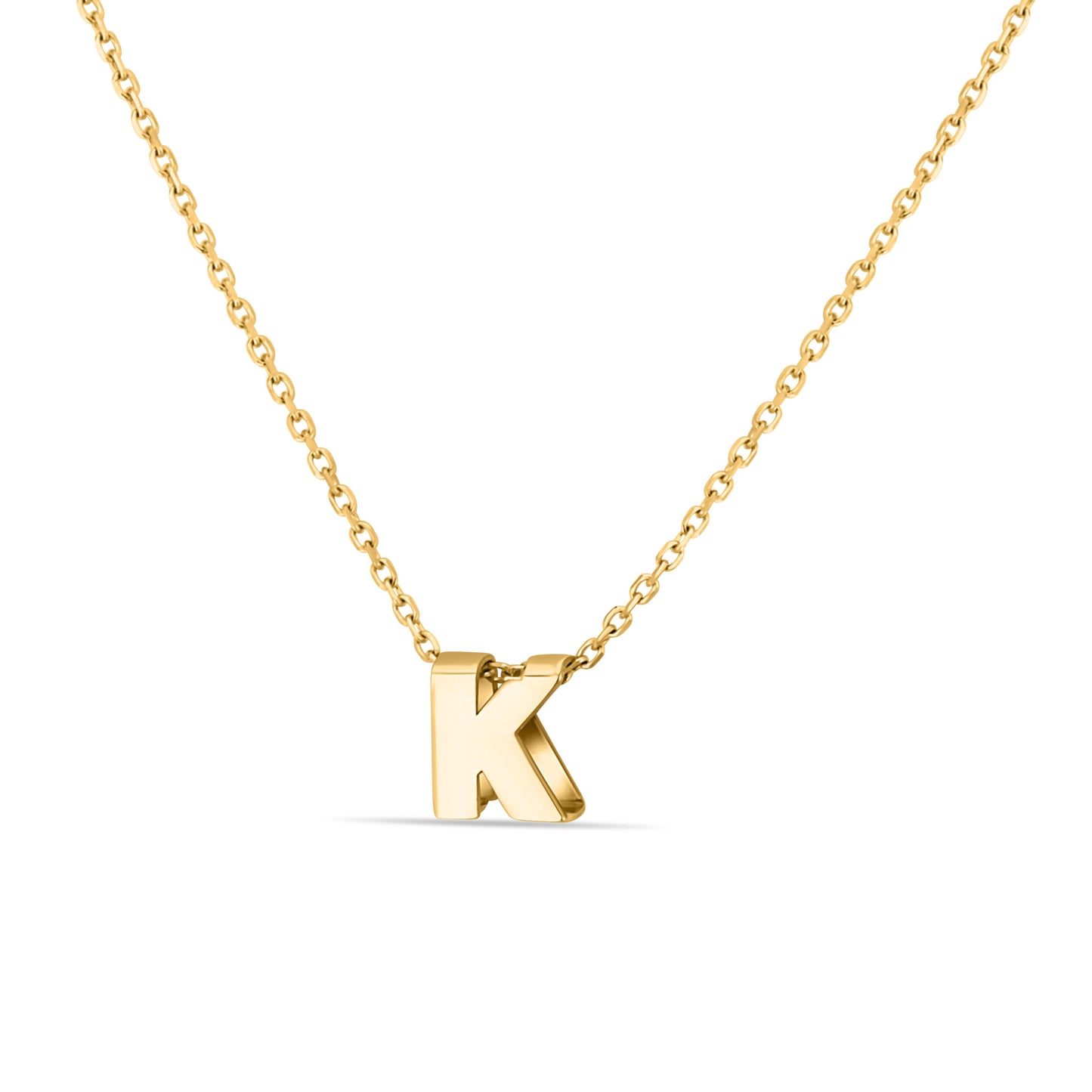 GIOVE MIO CHAIN NECKLACE WITH INITIAL CHARM IN 14KT YELLOW GOLD, 30.5 CM LONG