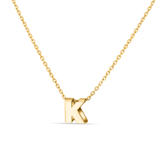GIOVE MIO CHAIN NECKLACE WITH INITIAL CHARM IN 14KT YELLOW GOLD, 30.5 CM LONG
