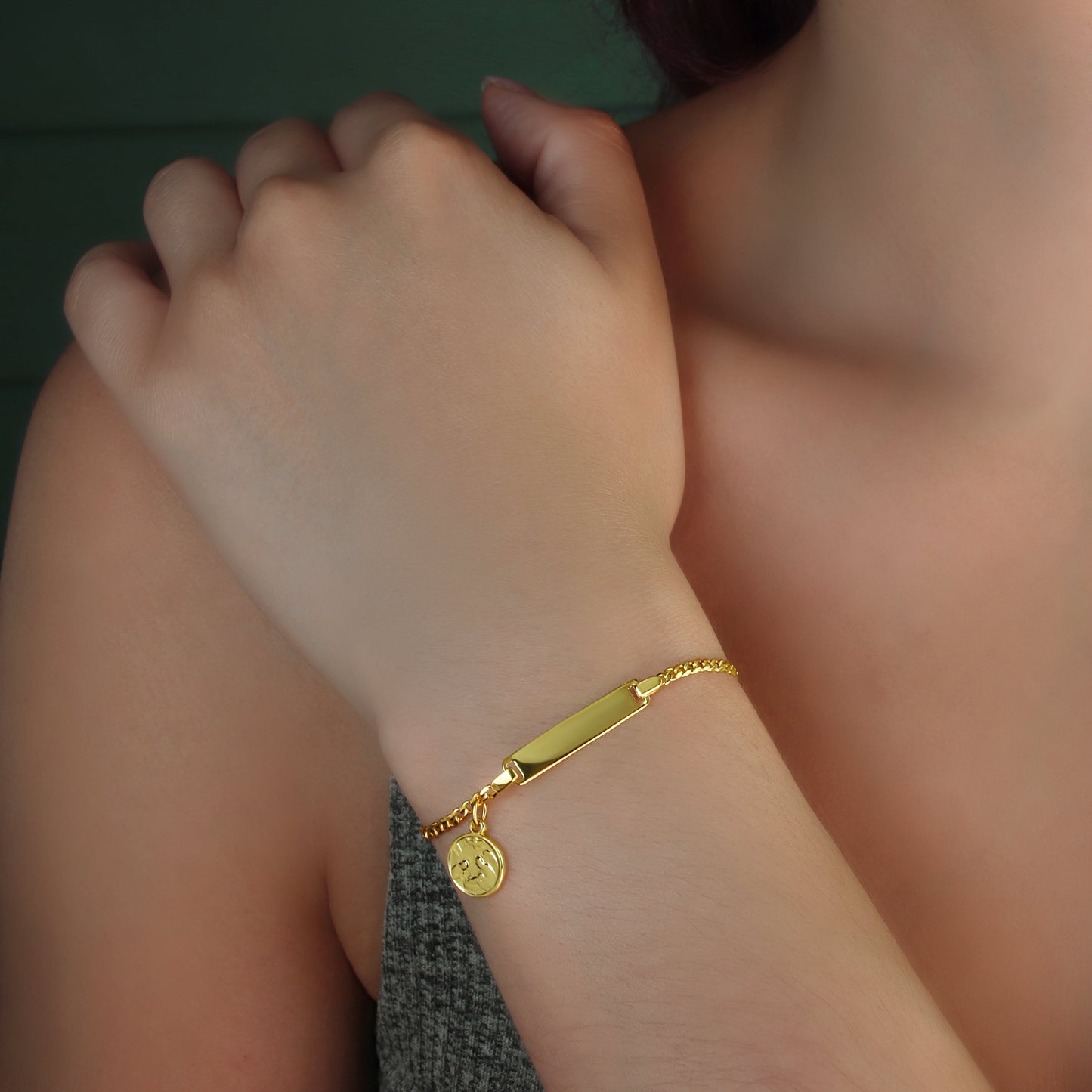 GIOVE MIO Esclava con Medalla de Ángel en Plata 925 Bañada en Oro Amarillo de 18Kt. Plata 925 Bañada en Oro 18Kt / Amarillo / 23X4MM