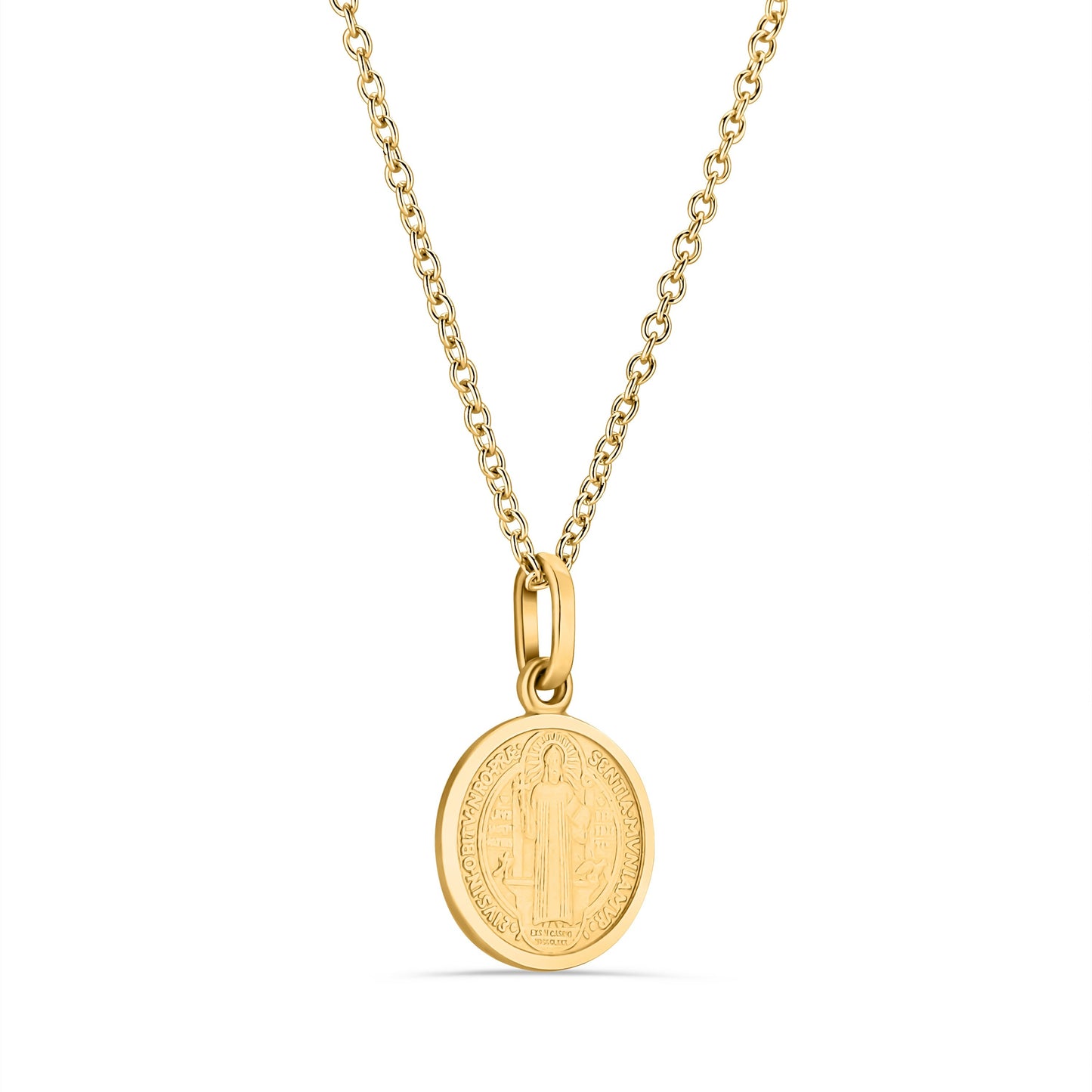 GIOVE MIO Cadena con Medalla de San Benito en Plata 925 Bañada en Oro Amarillo de 18Kt. Plata 925 Bañada en Oro 18Kt / Amarillo / 13MM