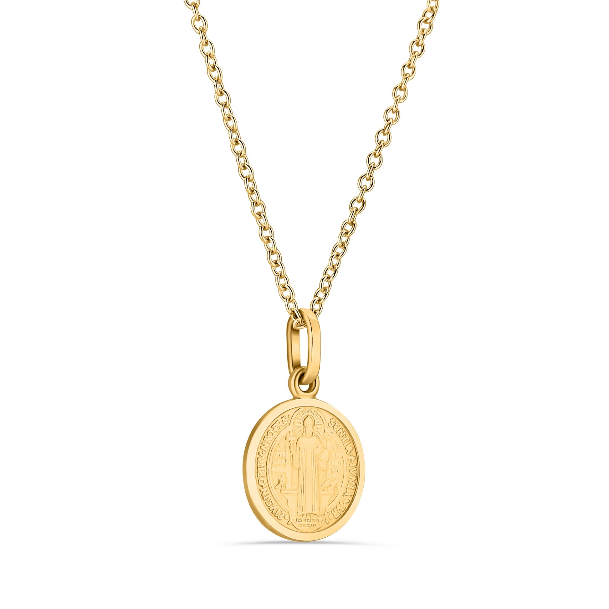 GIOVE MIO Cadena con Medalla de San Benito en Plata 925 Bañada en Oro Amarillo de 18Kt. Plata 925 Bañada en Oro 18Kt / Amarillo / 13MM