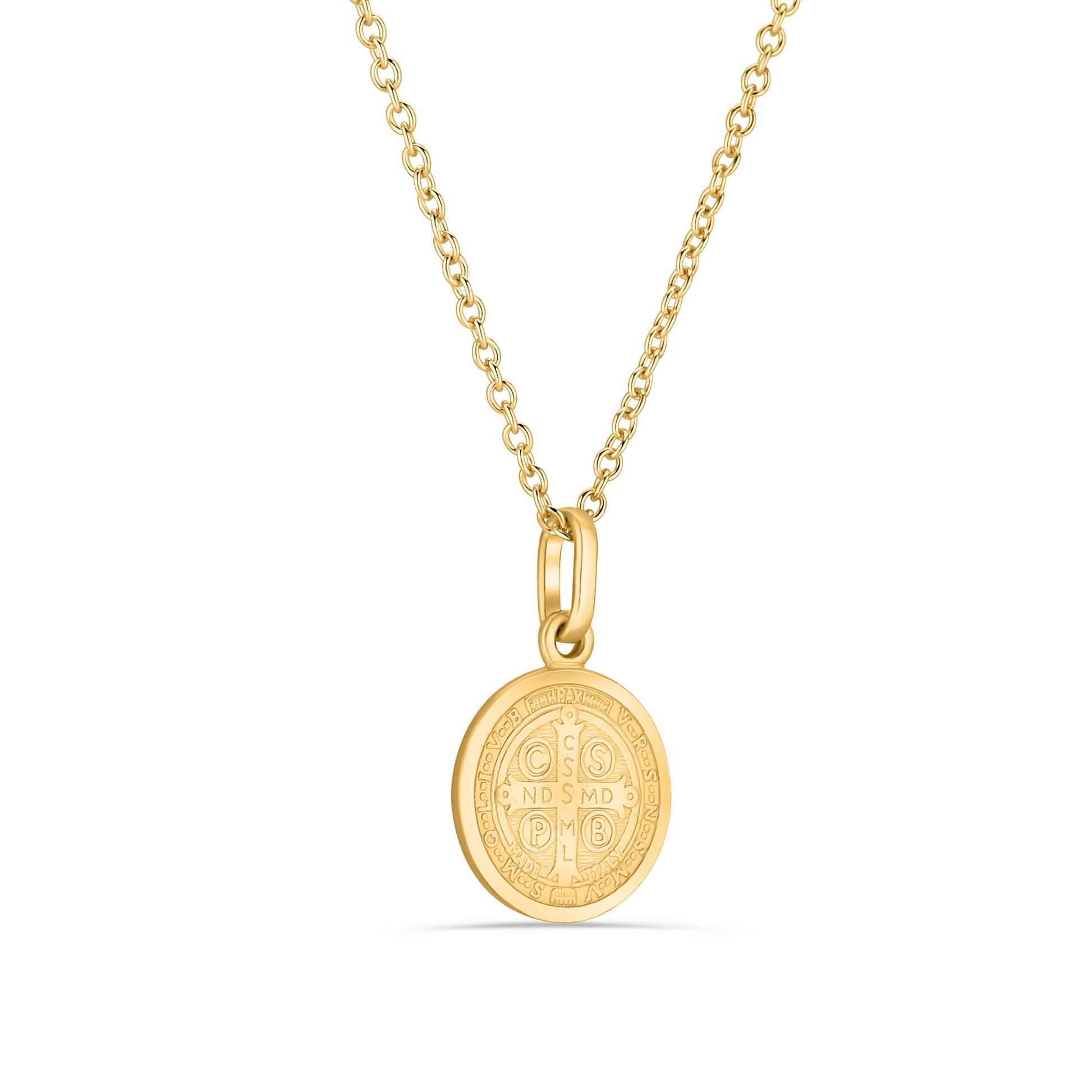 GIOVE MIO Cadena con Medalla de San Benito en Plata 925 Bañada en Oro Amarillo de 18Kt. Plata 925 Bañada en Oro 18Kt / Amarillo / 13MM