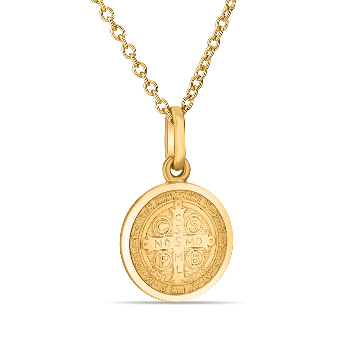 GIOVE MIO Cadena con Medalla de San Benito en Plata 925 Bañada en Oro Amarillo de 18Kt. Plata 925 Bañada en Oro 18Kt / Amarillo / 13MM