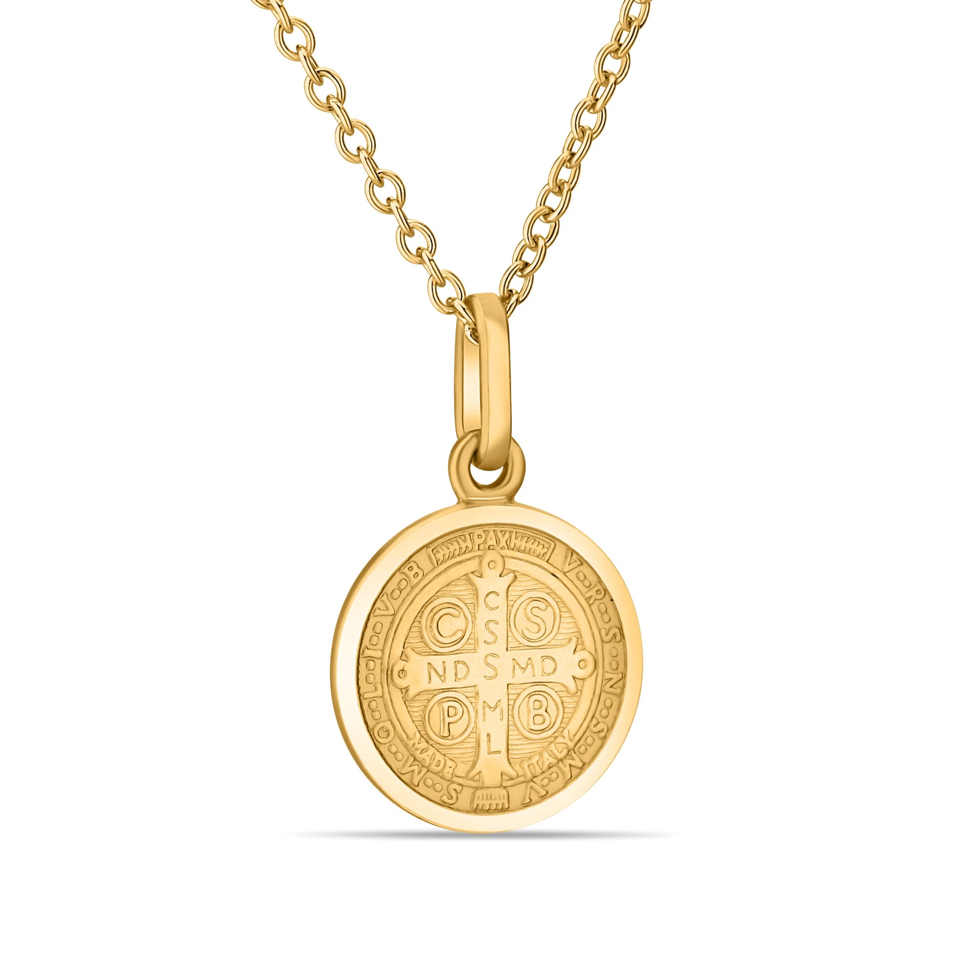 GIOVE MIO Cadena con Medalla de San Benito en Plata 925 Bañada en Oro Amarillo de 18Kt. Plata 925 Bañada en Oro 18Kt / Amarillo / 13MM