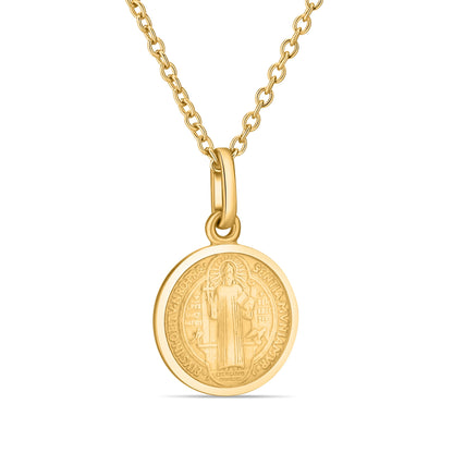GIOVE MIO Cadena con Medalla de San Benito en Plata 925 Bañada en Oro Amarillo de 18Kt. Plata 925 Bañada en Oro 18Kt / Amarillo / 13MM