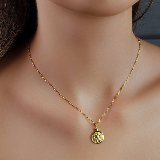 GIOVE MIO CHAIN NECKLACE WITH SAINT JOSEPH MEDAL CHARM IN 925 SILVER PLATED IN 18KT YELLOW GOLD, 40 - 45 CM LONG