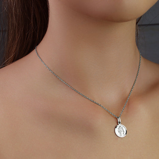 GIOVE MIO CHAIN NECKLACE WITH SAINT JOSEPH MEDAL CHARM IN WHITE 925 SILVER, 40 - 45 CM LONG