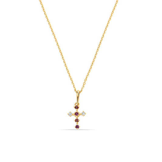GIOVE MIO CHAIN NECKLACE WITH CROSS CHARM IN 14KT YELLOW GOLD, 40 - 45 CM LONG, WITH CUBIC ZIRCONIA CT.