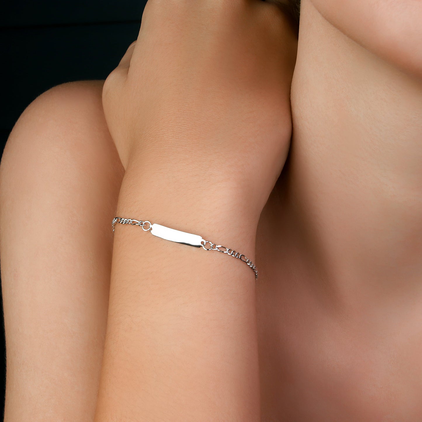 GIOVE MIO Esclava con Placa en Plata 925. Plata 925 / Blanco / 22X4MM