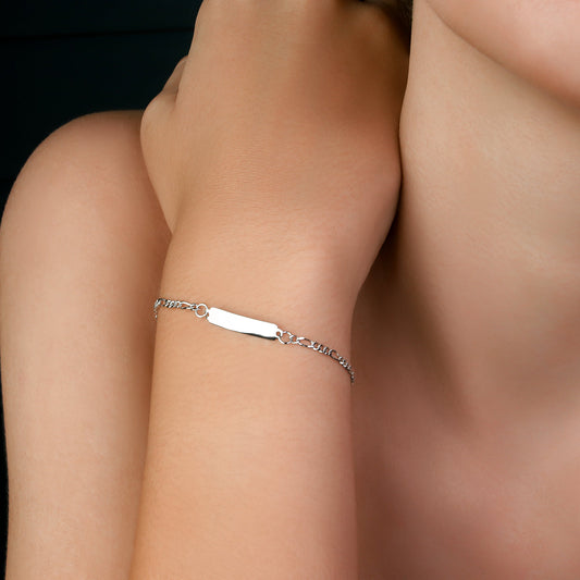 GIOVE MIO Esclava con Placa en Plata 925. Plata 925 / Blanco / 22X4MM