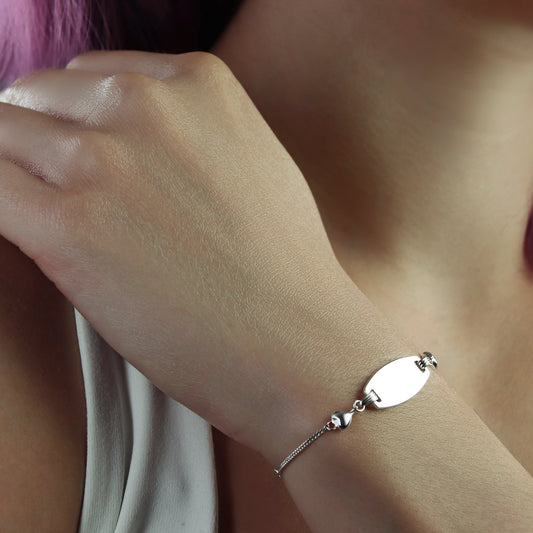 GIOVE MIO Esclava con Placa en Plata 925. Plata 925 / Blanco / 21X6MM