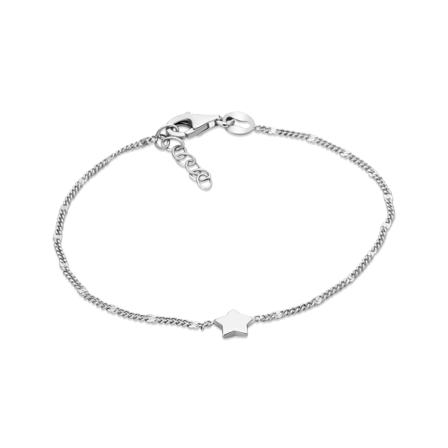 GIOVE MIO Pulsera de Cadena con Estrella en Plata 925. Plata 925 / Blanco / ST 5MM