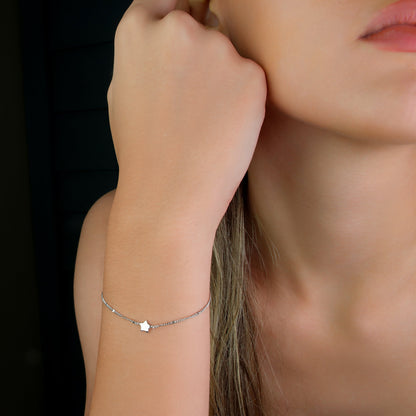 GIOVE MIO Pulsera de Cadena con Estrella en Plata 925. Plata 925 / Blanco / ST 5MM